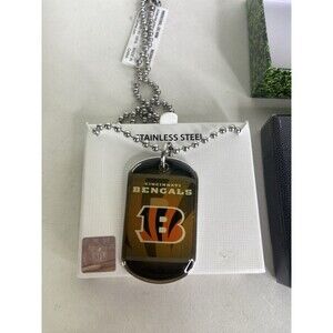 Cincinnati Bengals Dog Tag Necklace Stainless Steel NFL Licensed with Gift Box